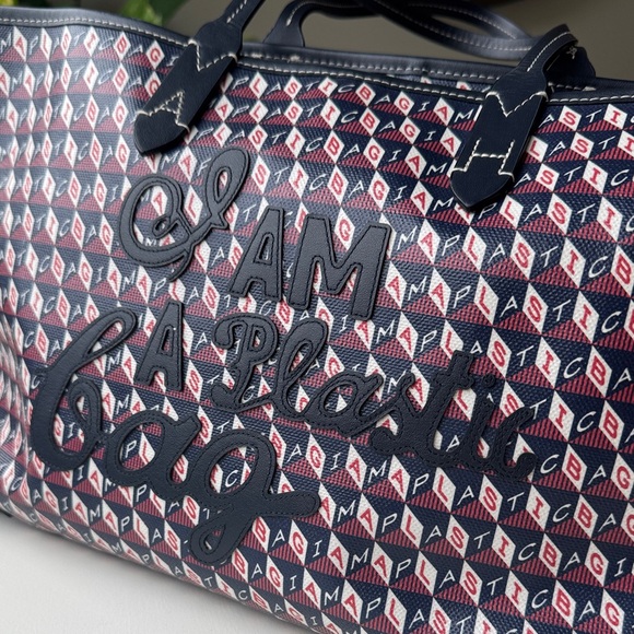 Anya Hindmarch Navy and Red Geometric Tote - Picture 4 of 4